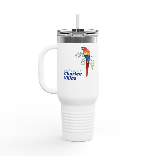 Printify Florida Villages of  Parrot Design Insulated Travel Mug 40oz - Charlee Villas