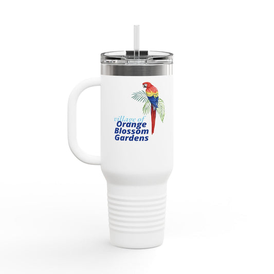 Printify Florida Villages of  Parrot Design Insulated Travel Mug 40oz - Orange Blossom Gardens