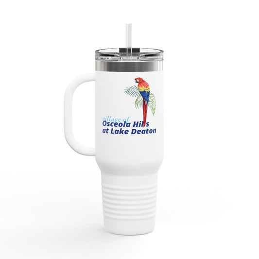Printify Florida Villages of  Parrot Design Insulated Travel Mug 40oz - Osceola Hills at Lake Deaton