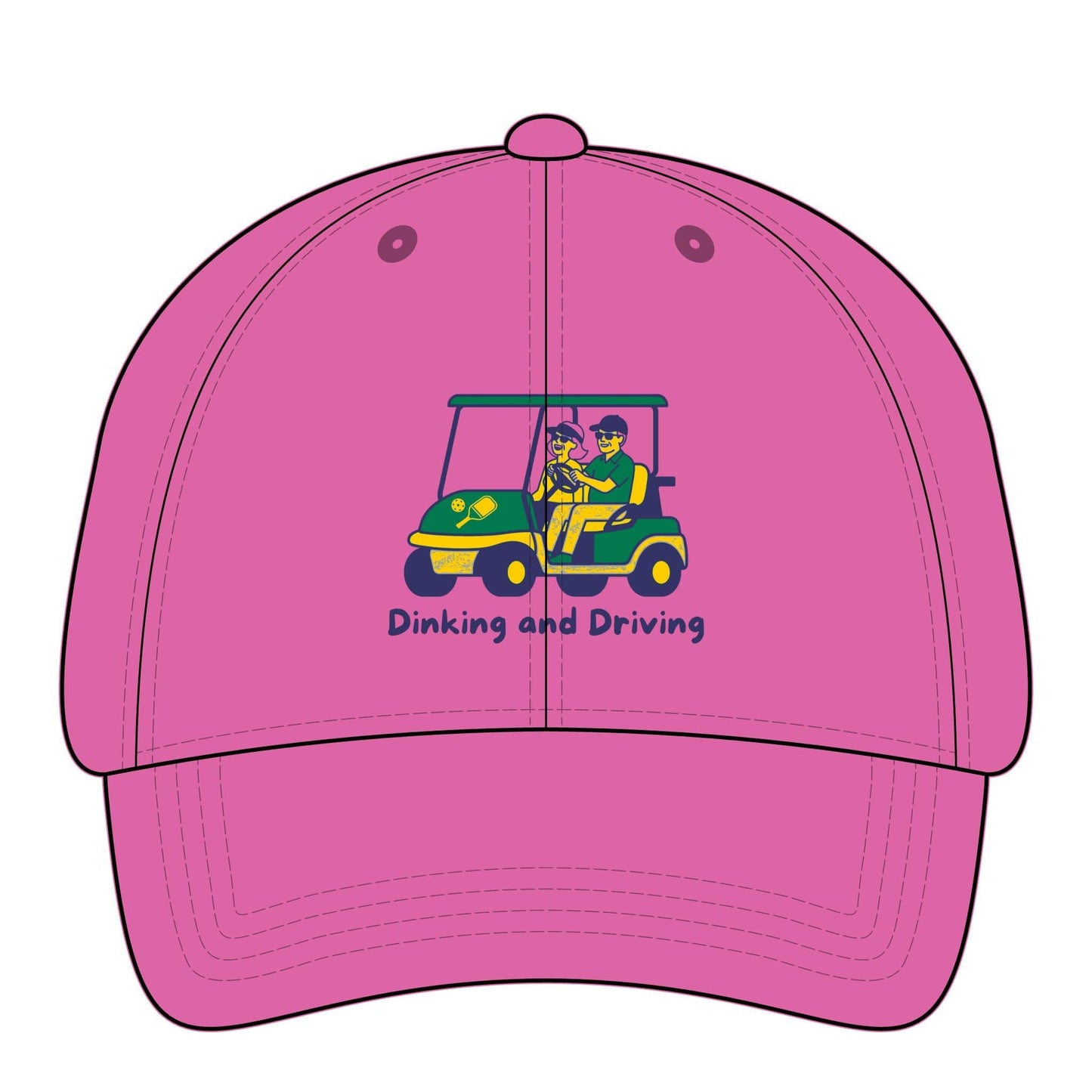 Take the 2nd Exit Florida Villages of  Pickleball Couple Women's Pigment-Dyed Cap with Fashion Undervisor - Golf Cart Design