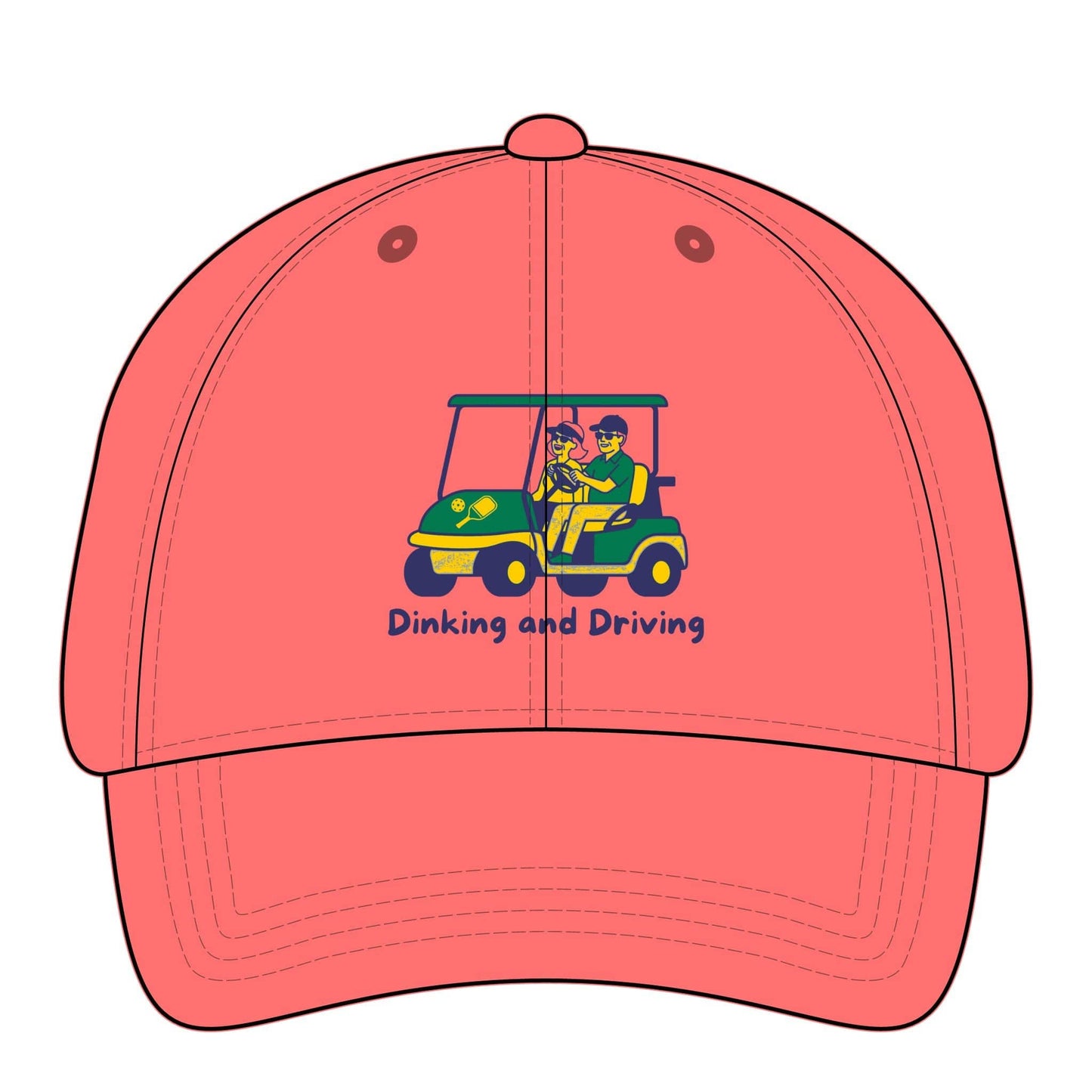 Take the 2nd Exit Florida Villages of  Pickleball Couple Women's Pigment-Dyed Cap with Fashion Undervisor - Golf Cart Design