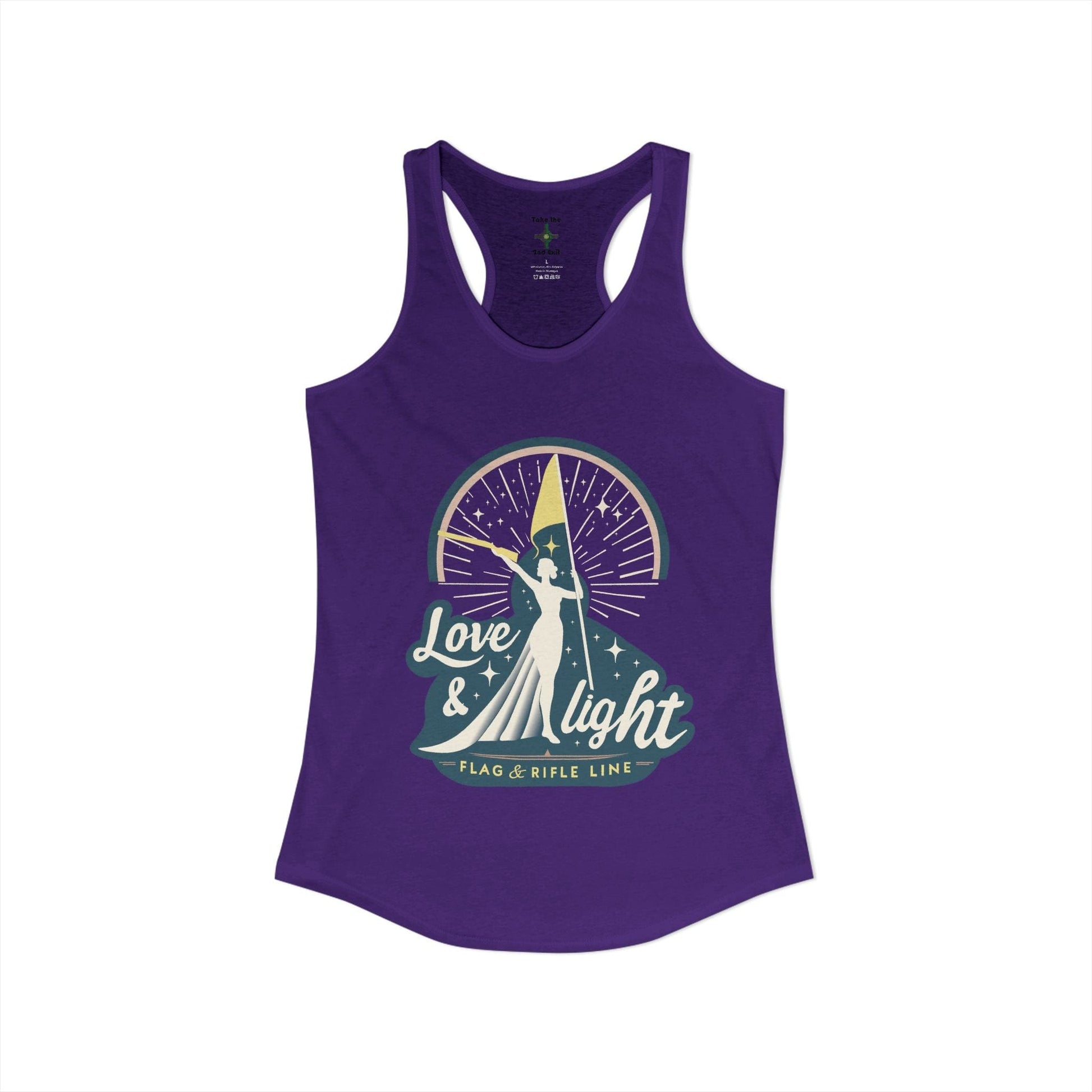 Printify Florida Villages of  Women's Ideal Racerback Tank - Love & Light Flag & Rifle Line (Color Guard)