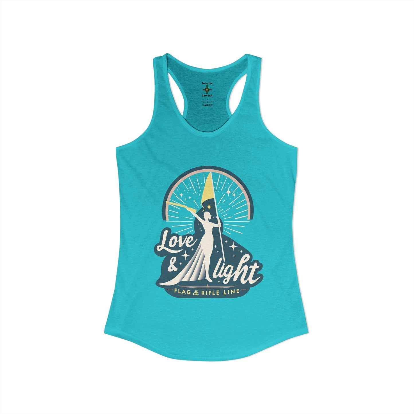Printify Florida Villages of  Women's Ideal Racerback Tank - Love & Light Flag & Rifle Line (Color Guard)