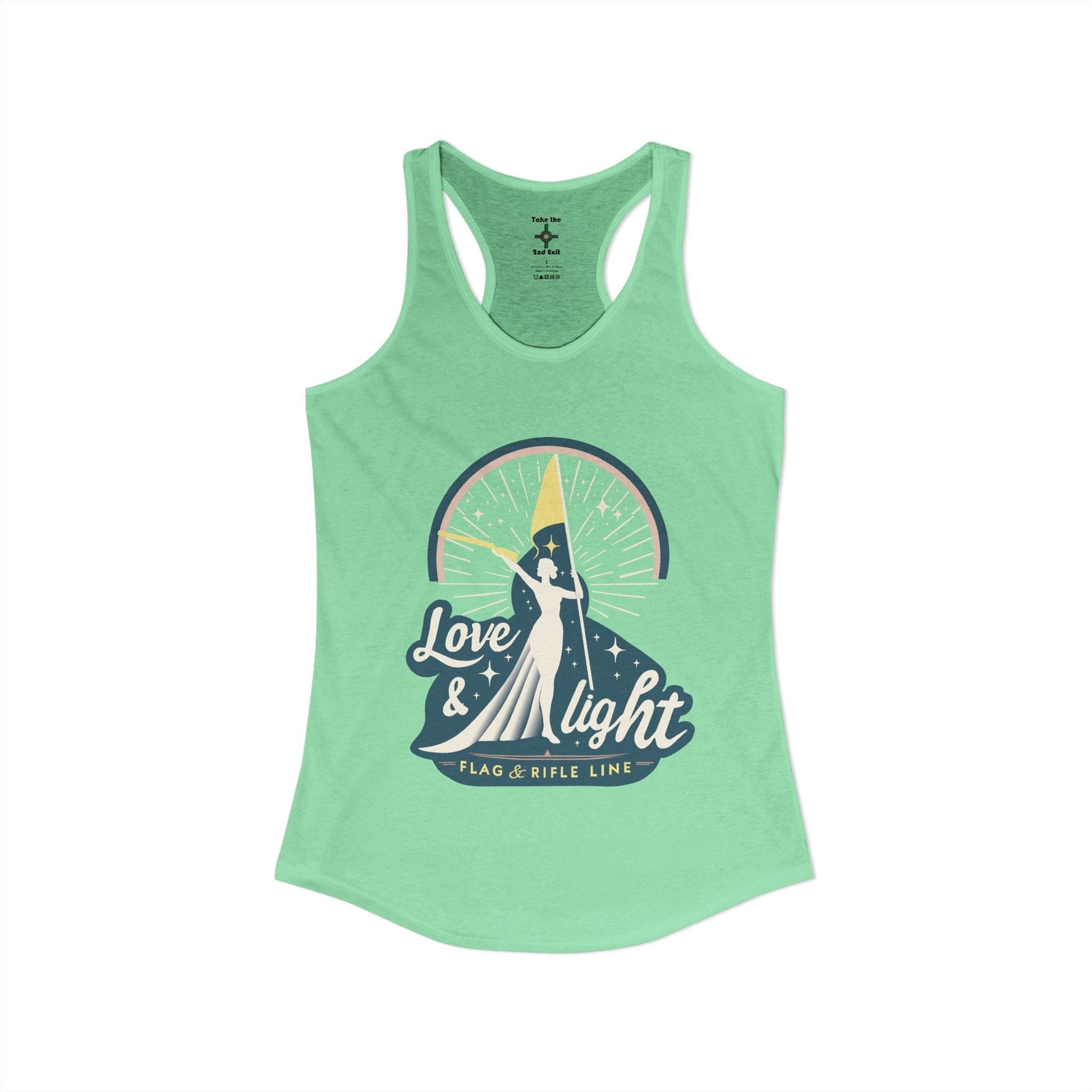 Printify Florida Villages of  Women's Ideal Racerback Tank - Love & Light Flag & Rifle Line (Color Guard)