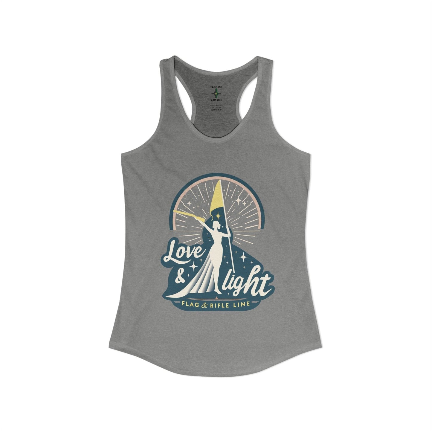Printify Florida Villages of  Women's Ideal Racerback Tank - Love & Light Flag & Rifle Line (Color Guard)