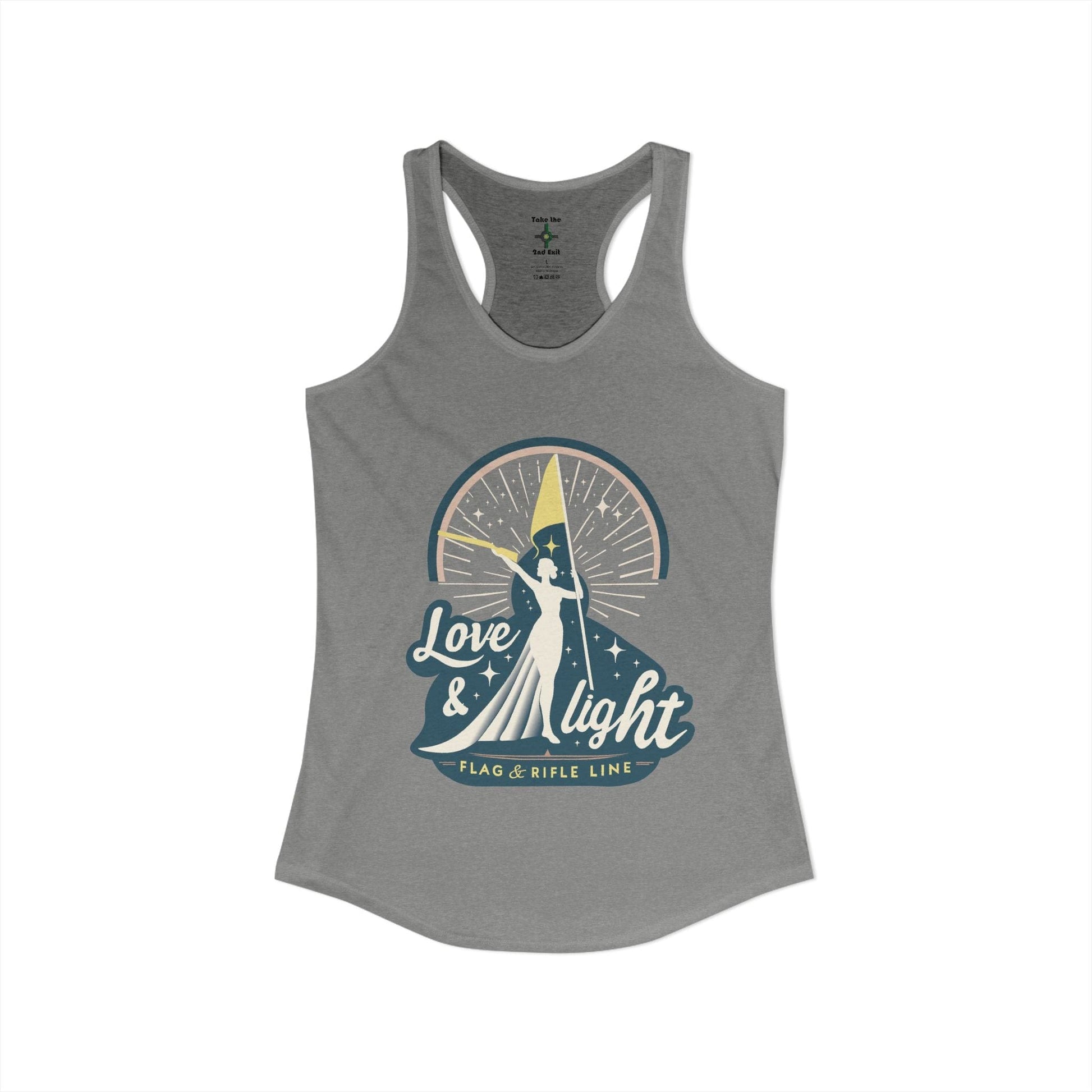 Printify Florida Villages of  Women's Ideal Racerback Tank - Love & Light Flag & Rifle Line (Color Guard)