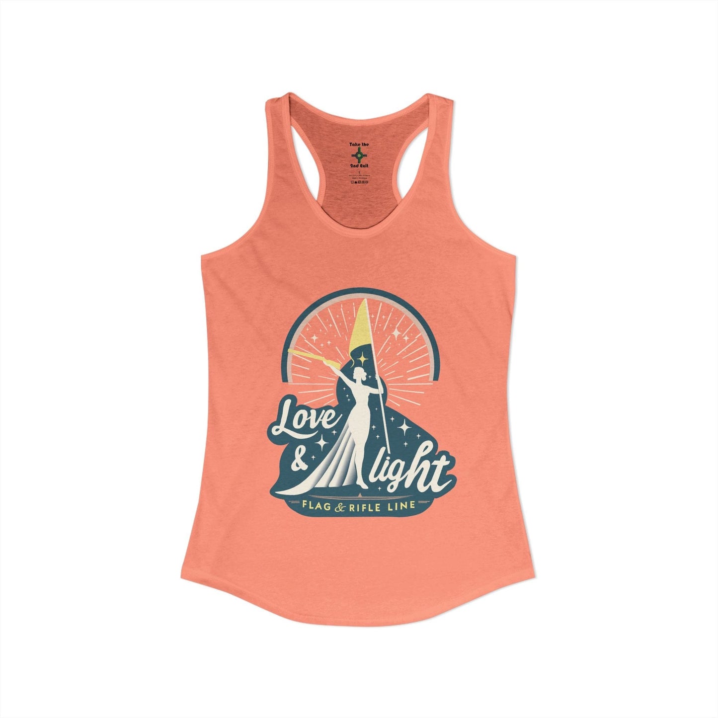 Printify Florida Villages of  Women's Ideal Racerback Tank - Love & Light Flag & Rifle Line (Color Guard)