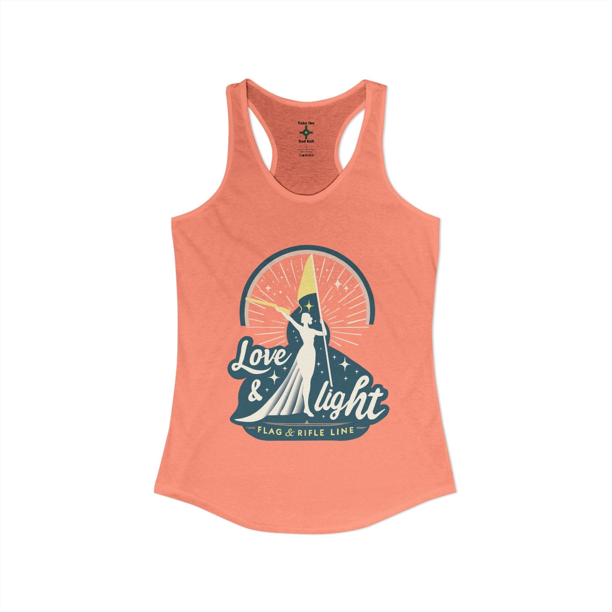 Printify Florida Villages of  Women's Ideal Racerback Tank - Love & Light Flag & Rifle Line (Color Guard)