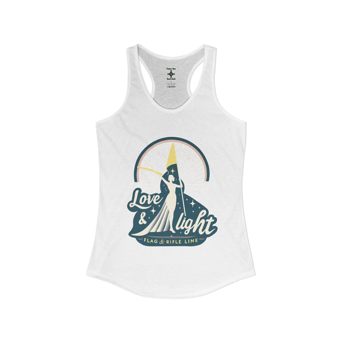 Printify Florida Villages of  Women's Ideal Racerback Tank - Love & Light Flag & Rifle Line (Color Guard)