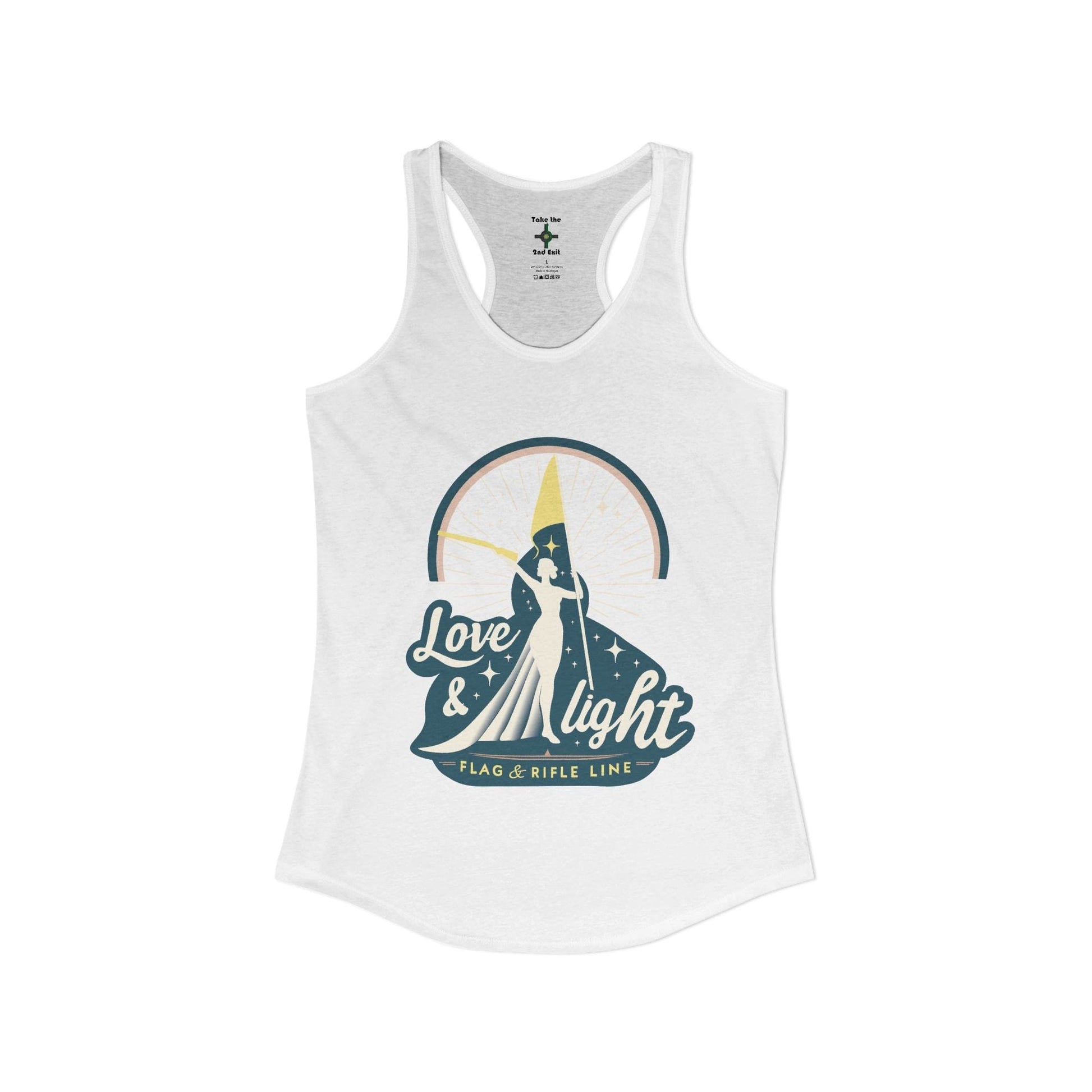 Printify Florida Villages of  Women's Ideal Racerback Tank - Love & Light Flag & Rifle Line (Color Guard)