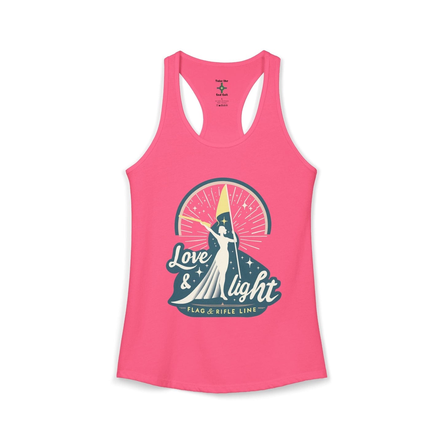 Printify Florida Villages of  Women's Ideal Racerback Tank - Love & Light Flag & Rifle Line (Color Guard)