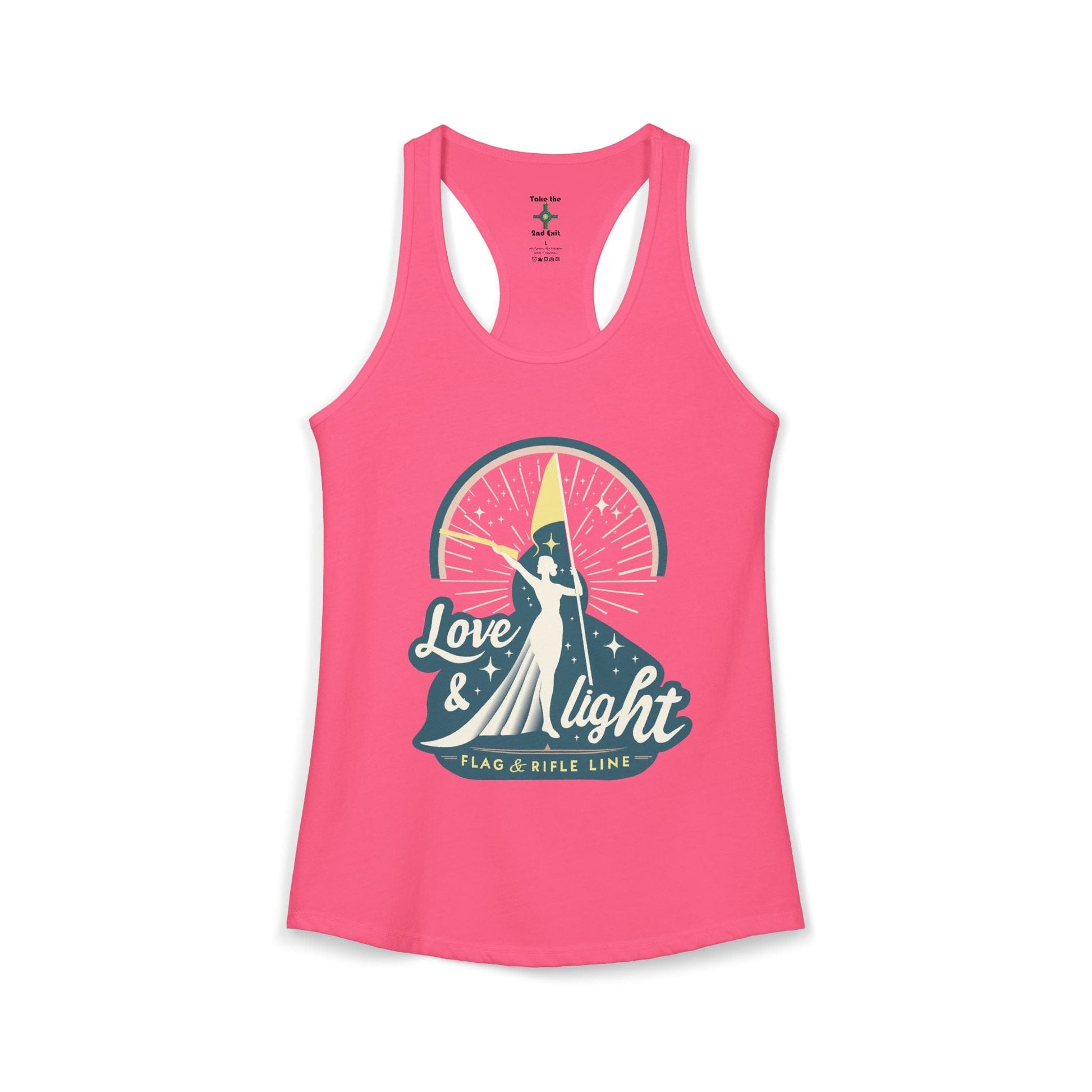 Printify Florida Villages of  Women's Ideal Racerback Tank - Love & Light Flag & Rifle Line (Color Guard)