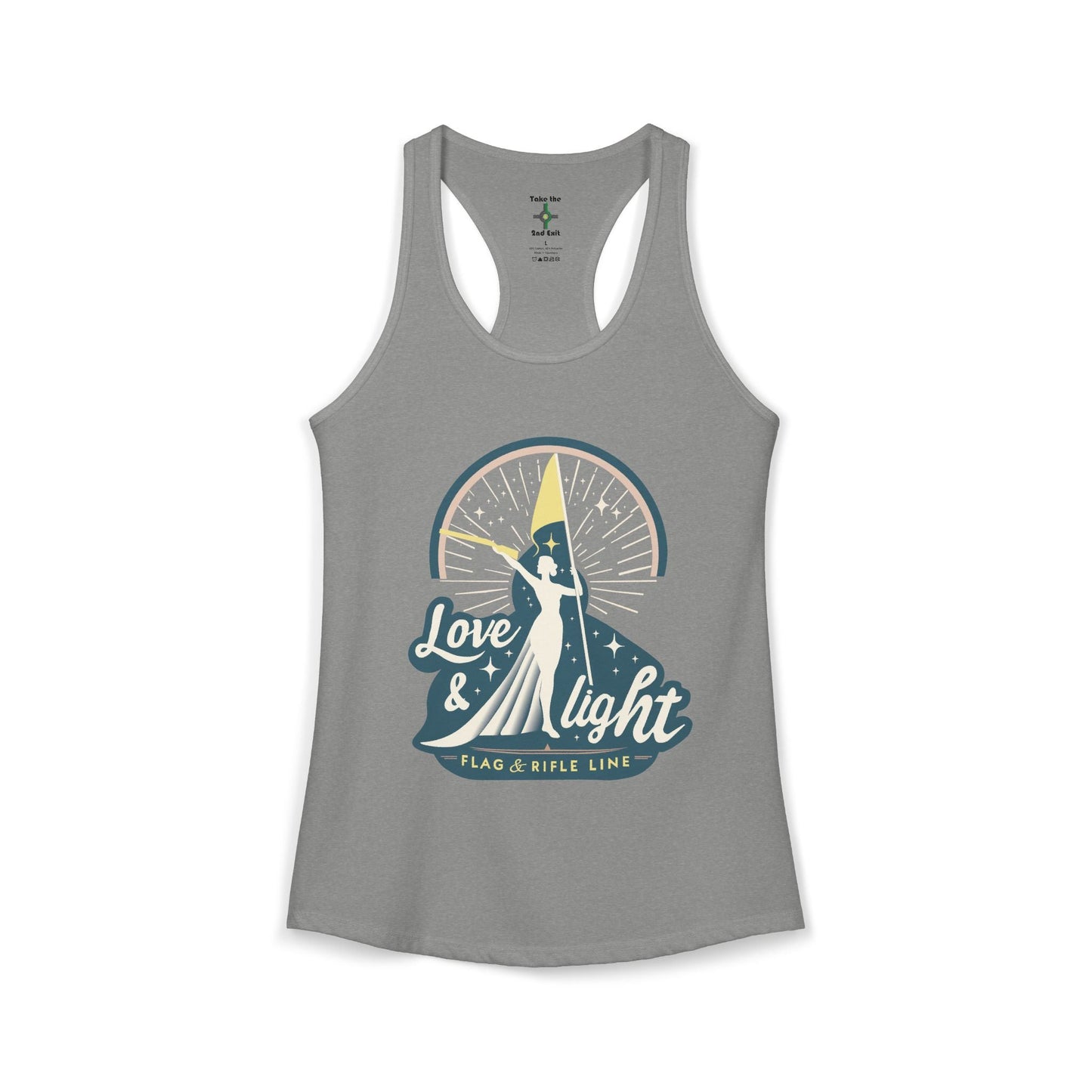 Printify Florida Villages of  Women's Ideal Racerback Tank - Love & Light Flag & Rifle Line (Color Guard)