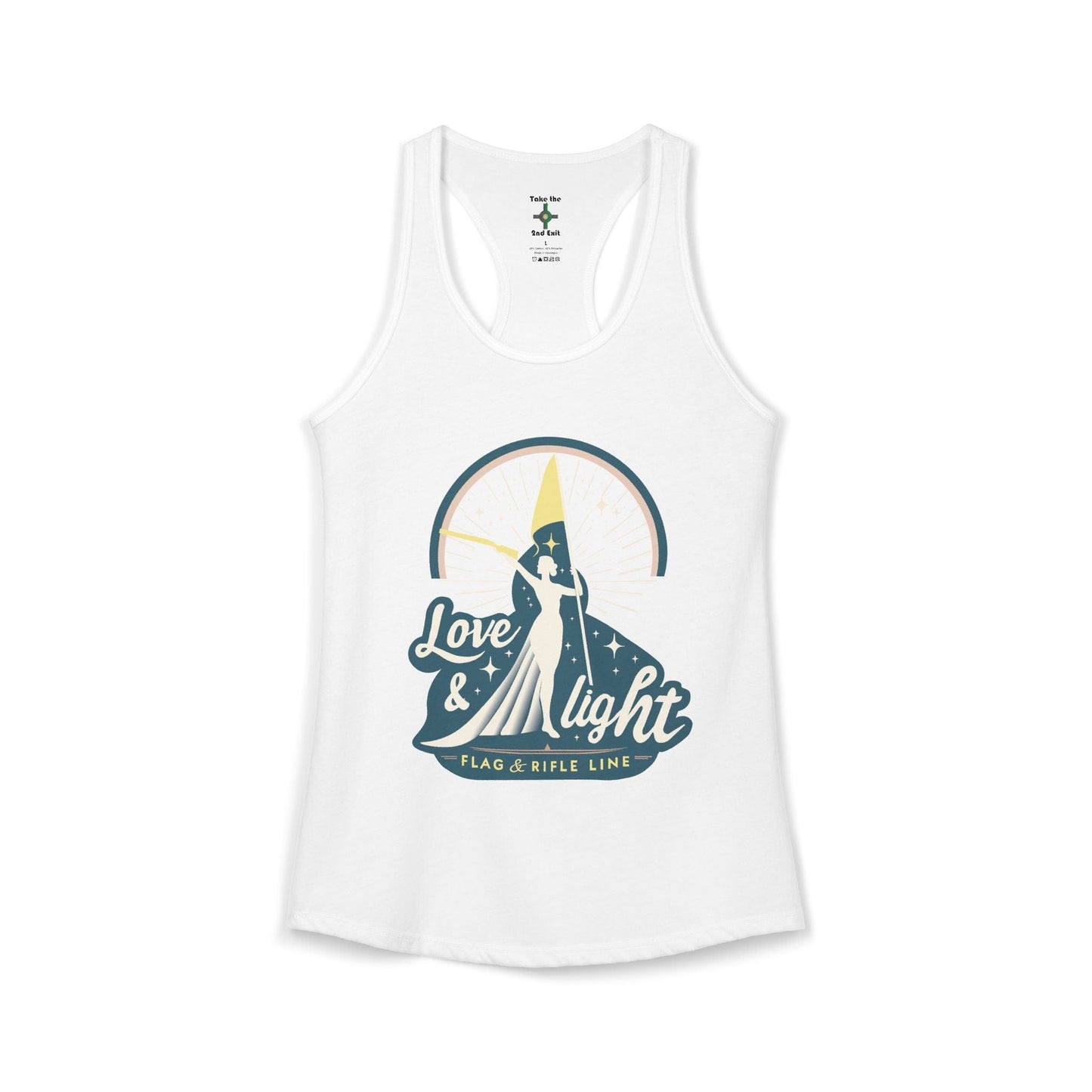 Printify Florida Villages of  Women's Ideal Racerback Tank - Love & Light Flag & Rifle Line (Color Guard)