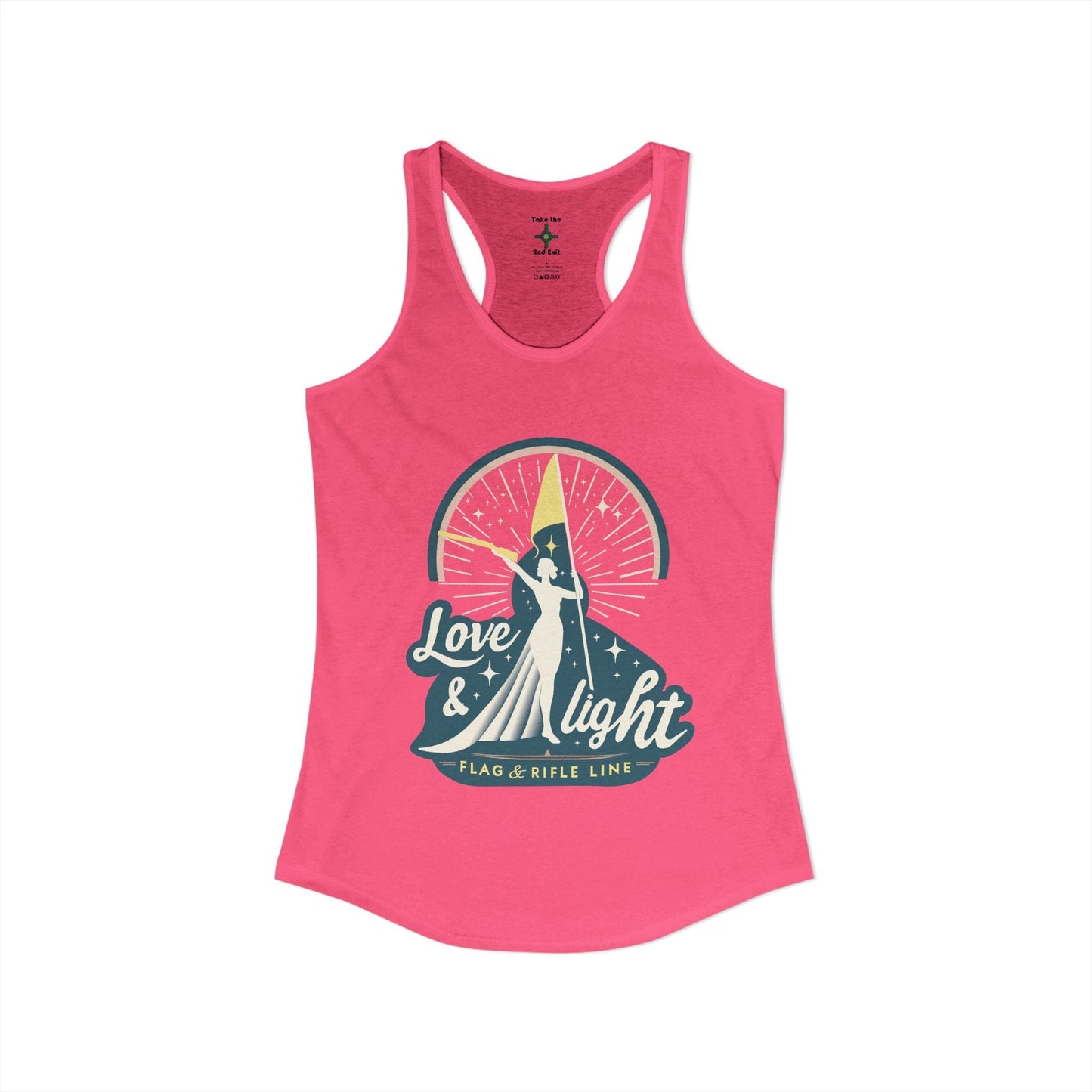 Printify Florida Villages of  Women's Ideal Racerback Tank - Love & Light Flag & Rifle Line (Color Guard)