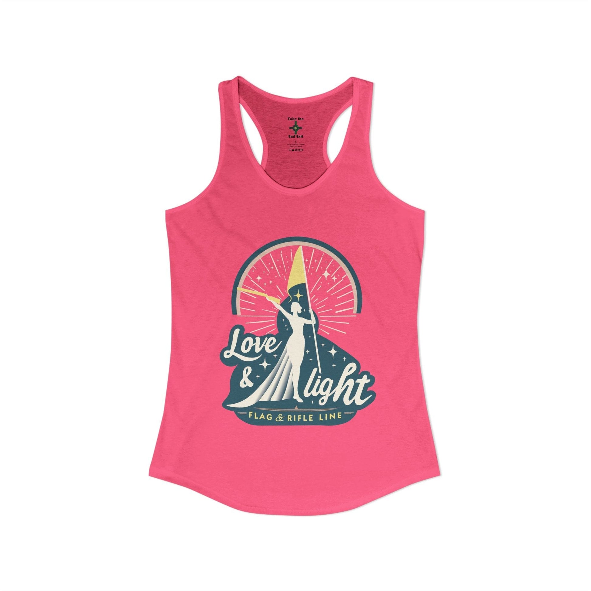 Printify Florida Villages of  Women's Ideal Racerback Tank - Love & Light Flag & Rifle Line (Color Guard)