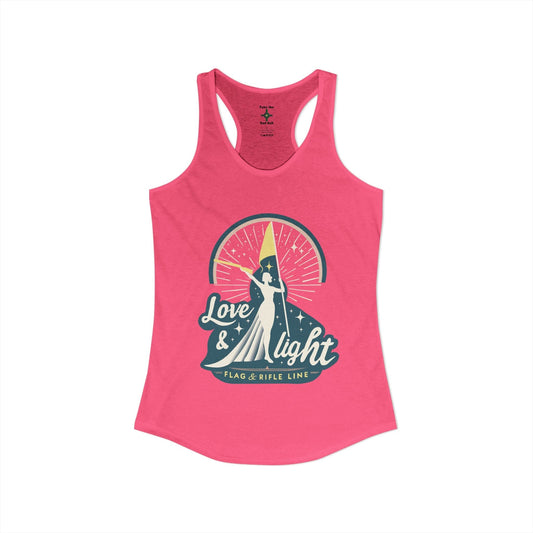 Printify Florida Villages of  Women's Ideal Racerback Tank - Love & Light Flag & Rifle Line (Color Guard)